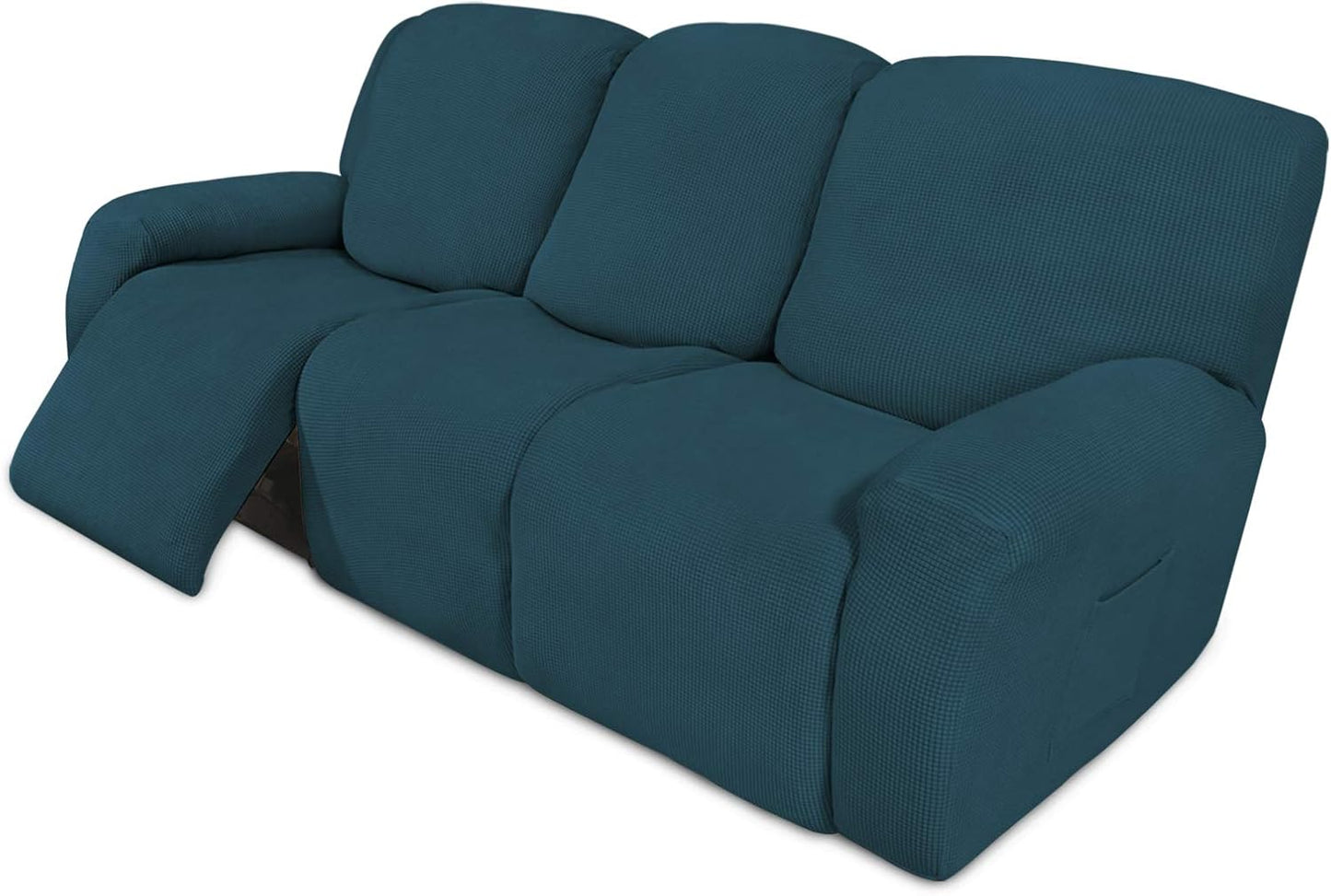 Recliner Stretch Sofa Slipcover Sofa Cover 4-Pieces Furniture Protector Couch Soft with Elastic Bottom Spandex Jacquard Fabric Small Checks(Large,Black)