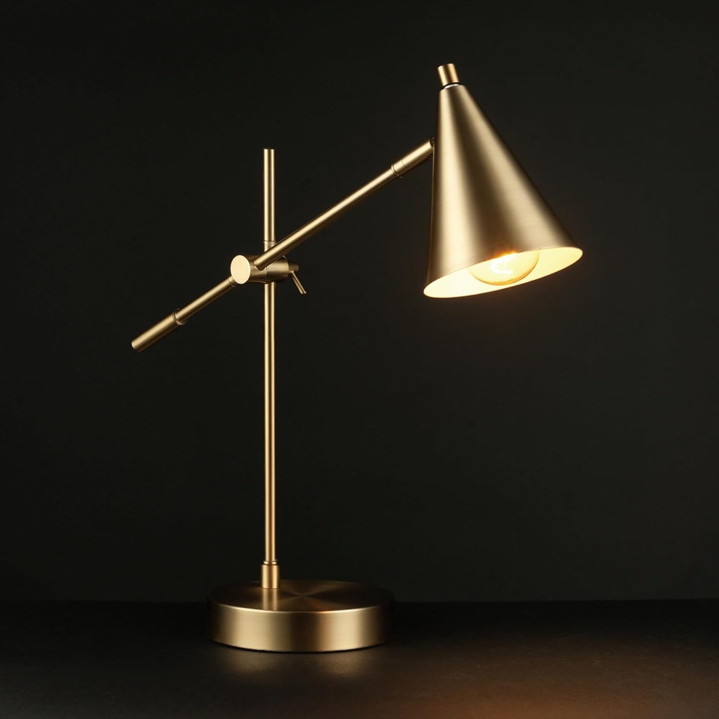 18" Desk Lamp, Matte Brass, Adjustable Height, Balance Arm, Rotary Switch on Shade, Home Décor, Desk Lamps for Home Office, Home Office Accessories, Adjustable Lamp, Modern