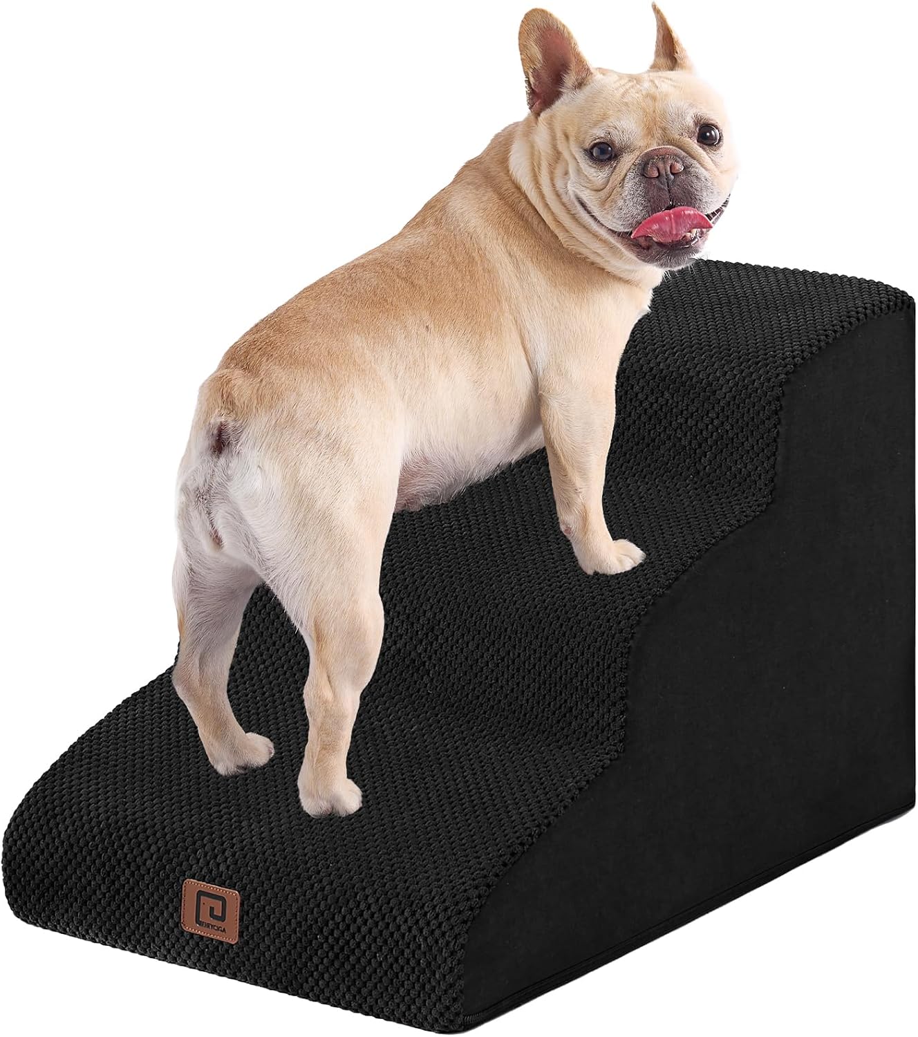 Curved Dog Stairs Ramp for Small Dogs 15.7" H, 3-Step Dog Steps for Couch Sofa and Chair, Pet Stairs for Cats, Non-Slip Balanced Pet Steps Indoor, Grey