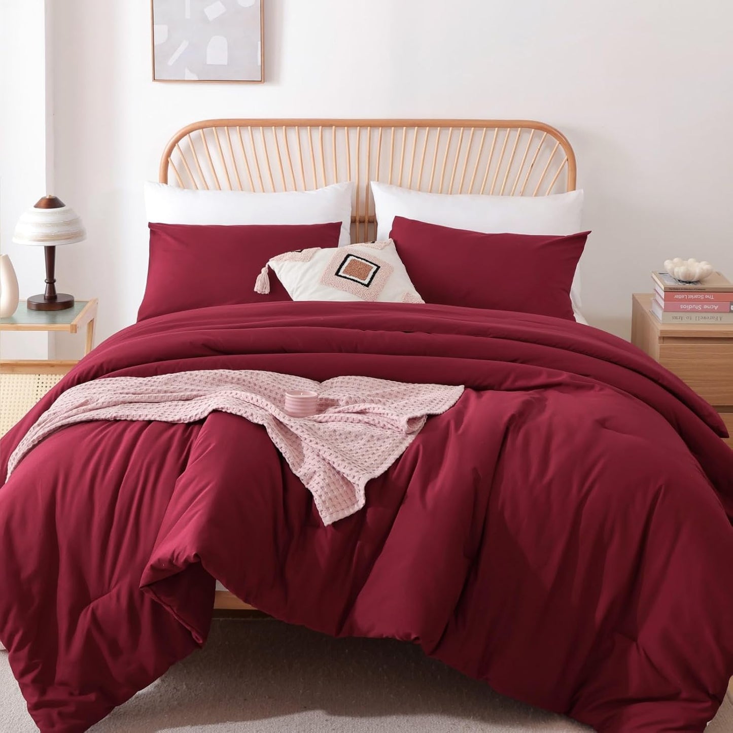 Queen Comforter Set Oatmeal, 3pcs(1 Boho Oatmeal Comforter & 2 Pillowcases) All Season Soft Bedding Lightweight Bedspread Blanket Quilt