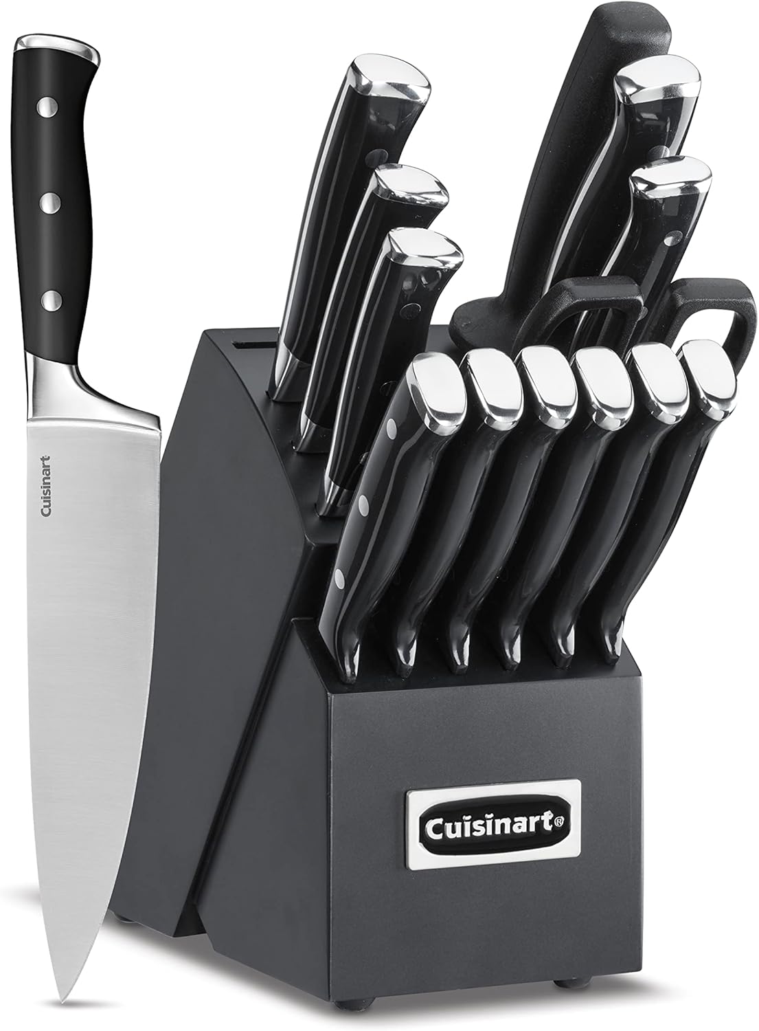 15-Piece Knife Set with Block, High Carbon Stainless Steel, Forged Triple Rivet, White