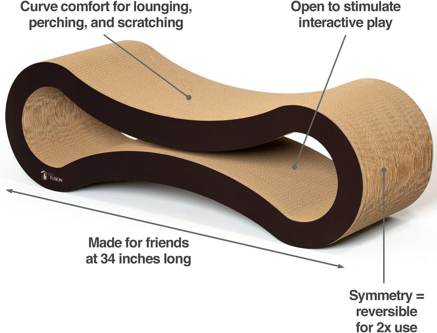 Ultimate Cat Scratcher Lounge, Reversible Infinity Style in Multiple Colors. Made from Recycled Corrugated Cardboard, Durable & Long Lasting
