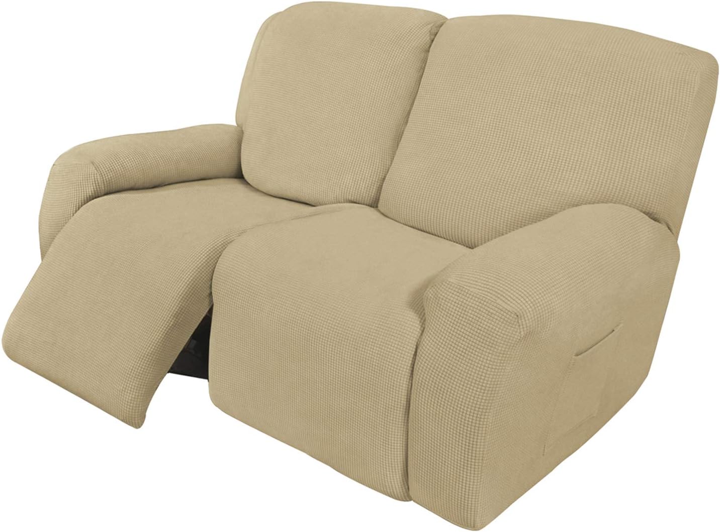 Recliner Stretch Sofa Slipcover Sofa Cover 4-Pieces Furniture Protector Couch Soft with Elastic Bottom Spandex Jacquard Fabric Small Checks(Large,Black)