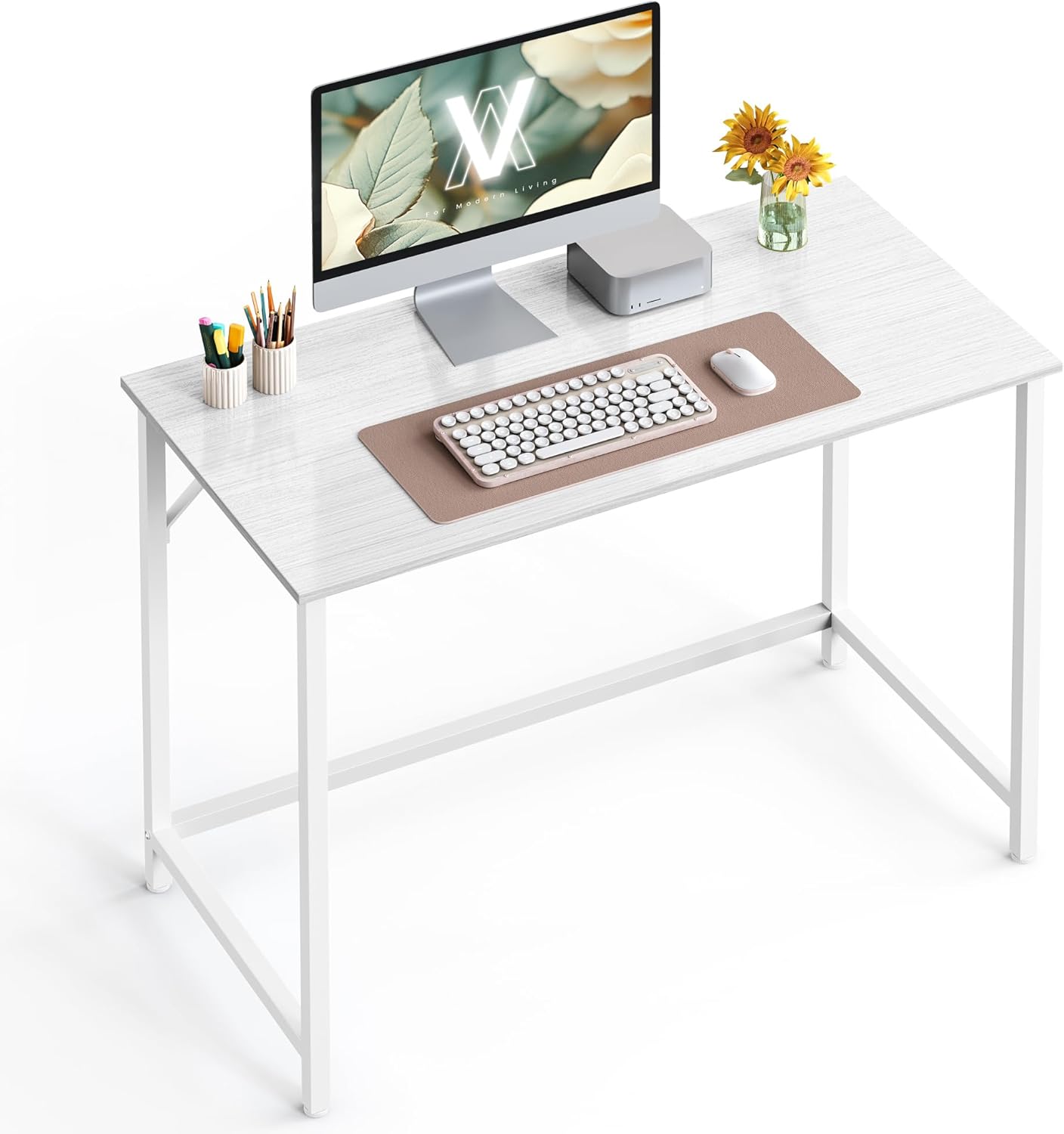 Computer Desk, 39.4-Inch Writing Desk, Home Office Small Study Workstation, Industrial Style PC Laptop Table, Simple Assembly, Steel Frame, Rustic Brown and Black