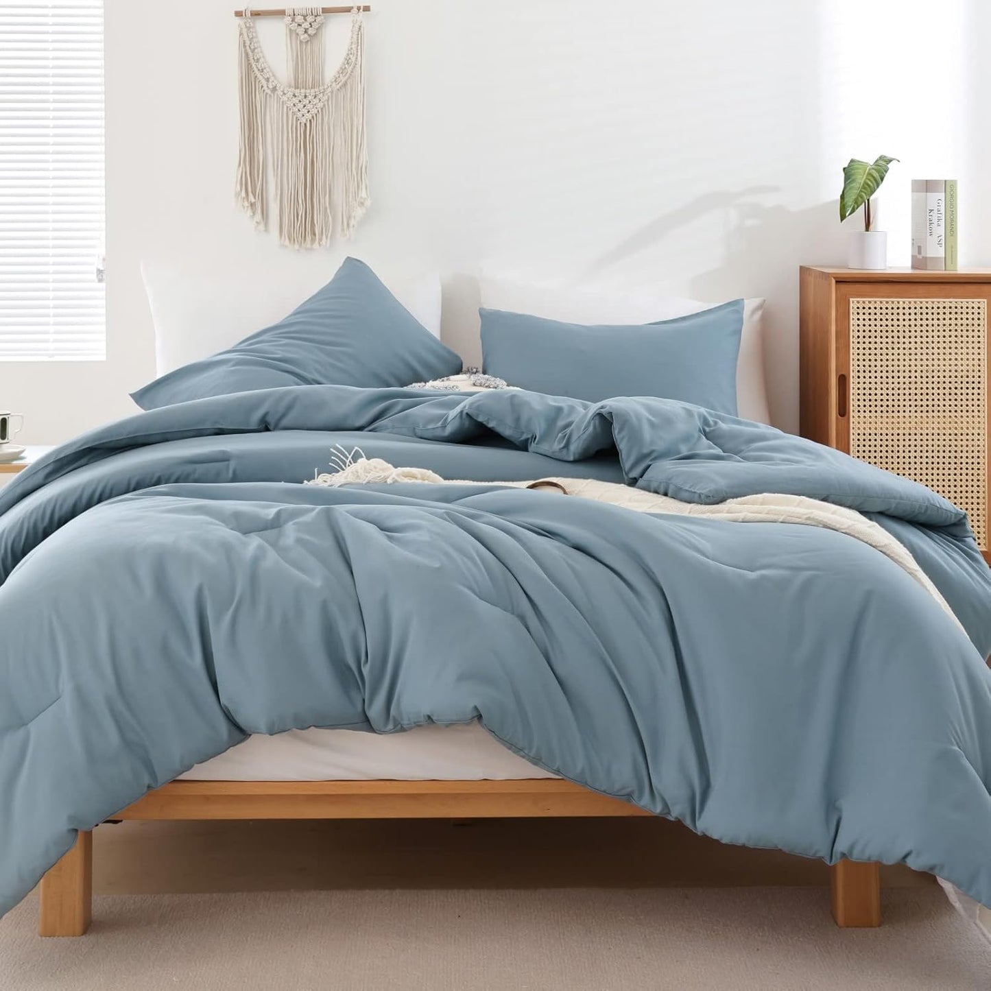 Queen Comforter Set Oatmeal, 3pcs(1 Boho Oatmeal Comforter & 2 Pillowcases) All Season Soft Bedding Lightweight Bedspread Blanket Quilt