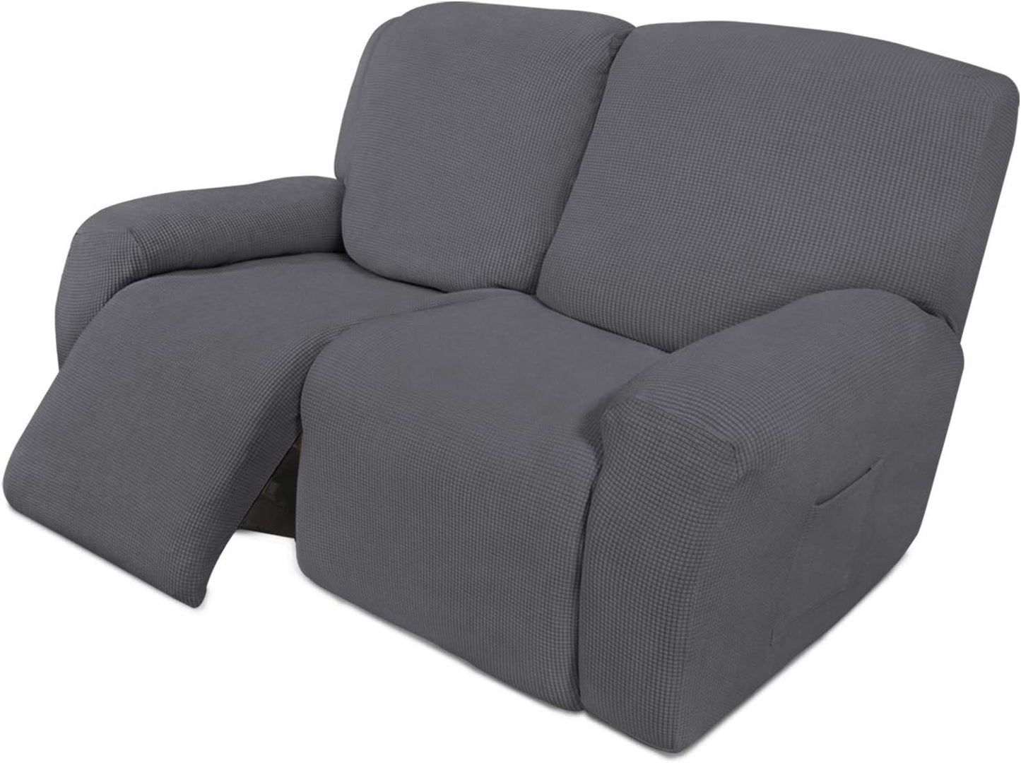 Recliner Stretch Sofa Slipcover Sofa Cover 4-Pieces Furniture Protector Couch Soft with Elastic Bottom Spandex Jacquard Fabric Small Checks(Large,Black)