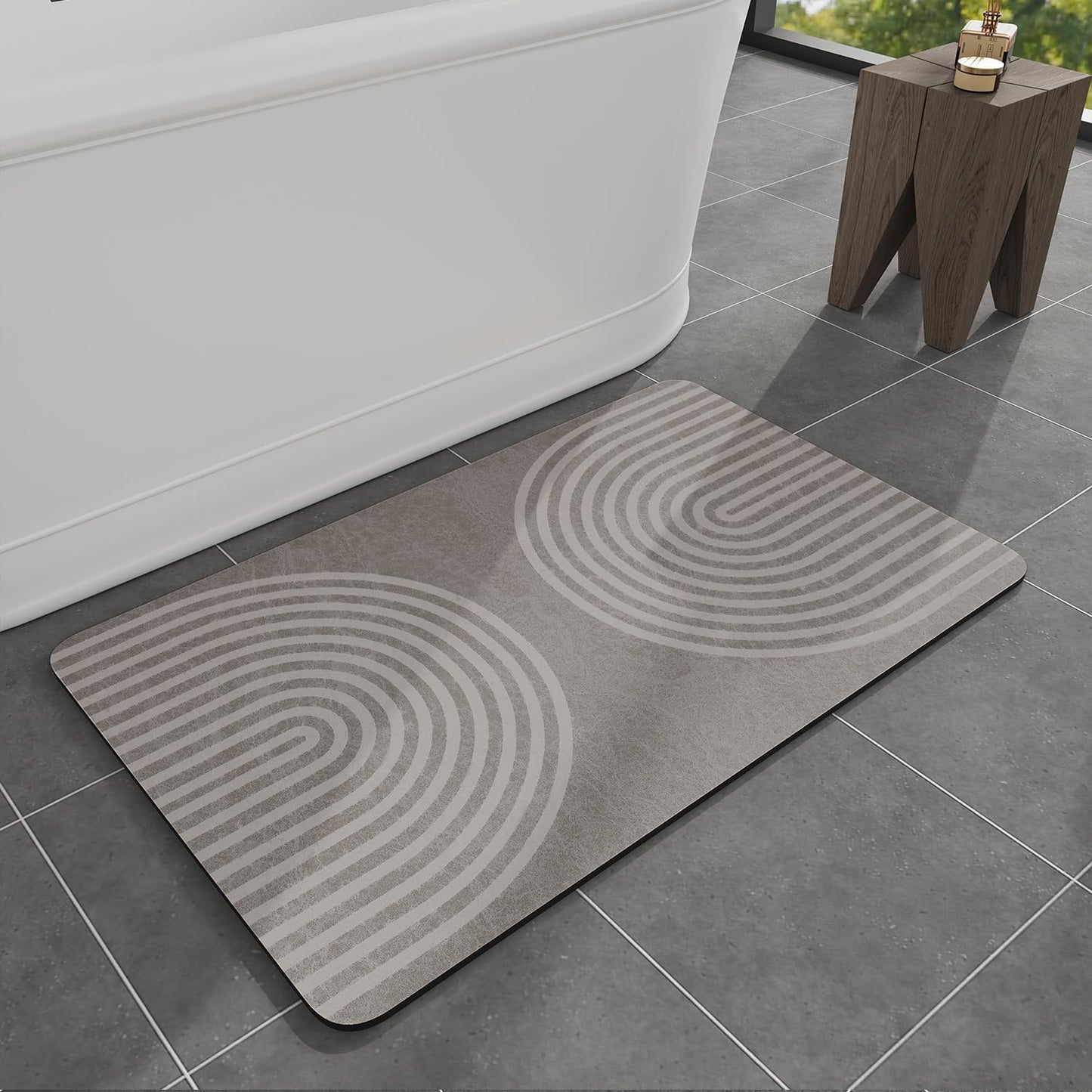 Bath Mat Rug-Rubber Backing Non Slip Quick Dry Absorbent Thin Bathroom Rugs Fit Under Door-Faux Suede Surface Bathroom Floor Mats-Shower Rug for in Front of Bathtub Shower Gray 24"X70"