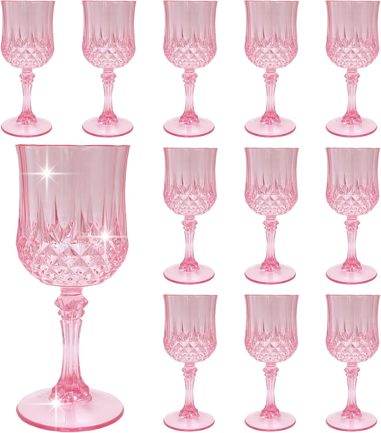 Transparent Plastic Wine Glasses,Transparent Plastic Goblets for Parties,Transparent Drinking Glasses for Wedding Reception, Grand Event Party Supplies (24, transparent)