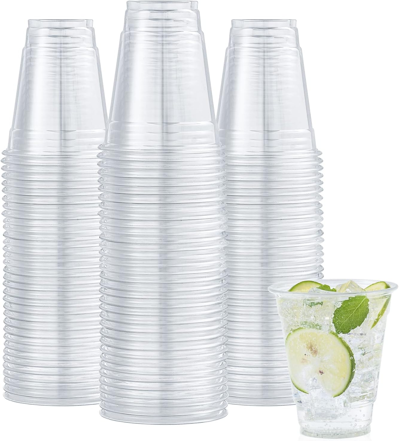 600 Pack 9 oz Clear Plastic Cups, Disposable Reusable Tumblers Crystal Clear PET Cups for Wedding, Thanksgiving, Halloween, Christmas Party