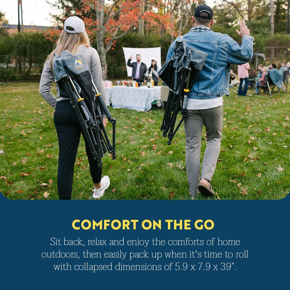 Outdoor Camping Chair | Portable Folding Rocking Chair with Durable Armrests, Drink Holder & Relaxed Lowered Seat for Comfort — Loden Green