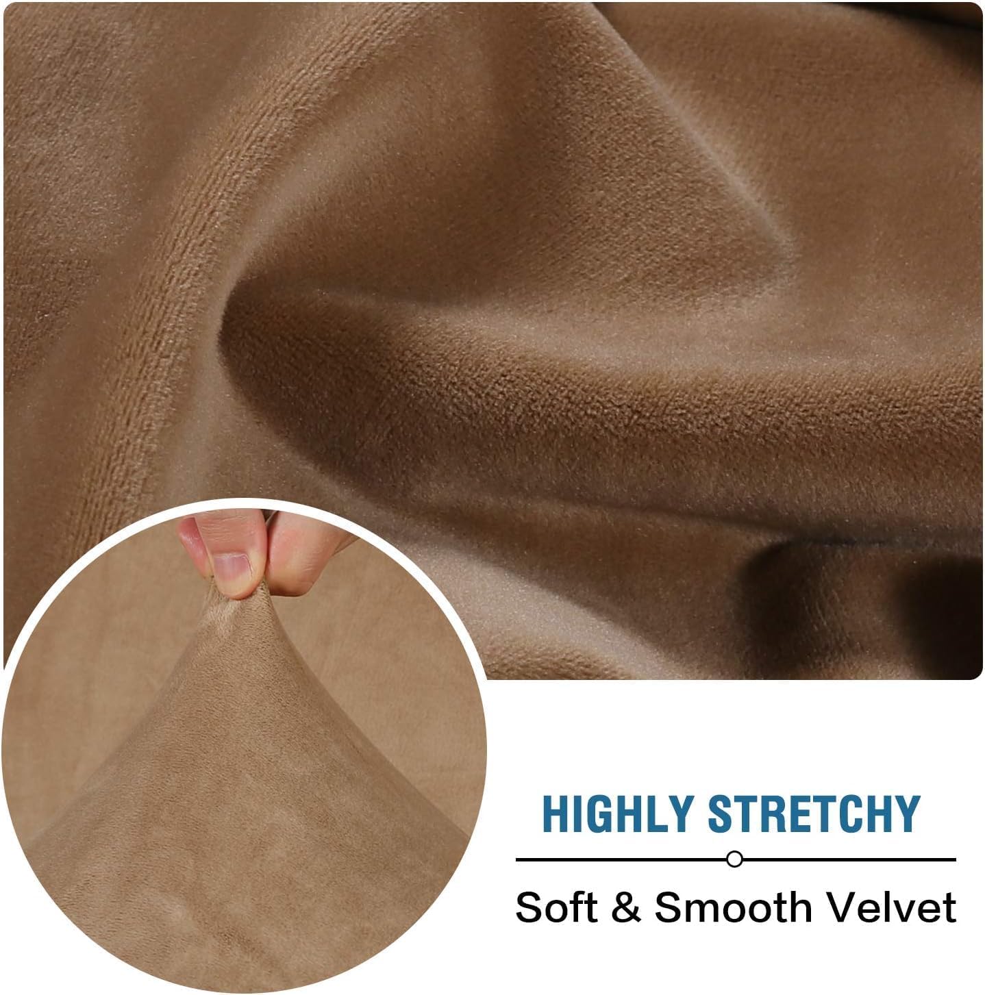 Rich Velvet Stretch Recliner Slipcovers 1 Piece Electric Power Lift Recliner Chair Cover Fitted Standard Large Power Lift Recliner with Side Pocket, Soft and Thick (Single Seat, Camel)