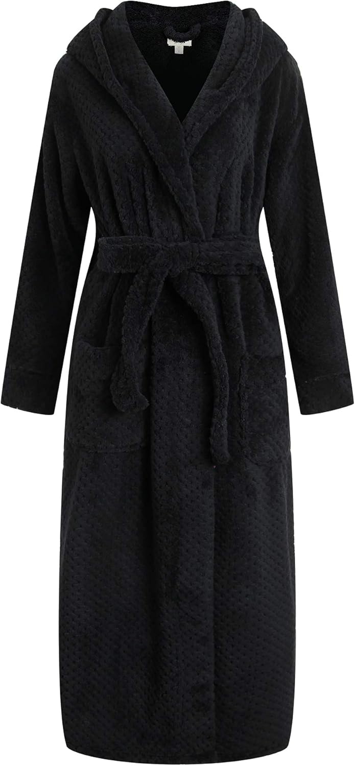 Women's Plush Soft Warm Fleece Bathrobe Robe