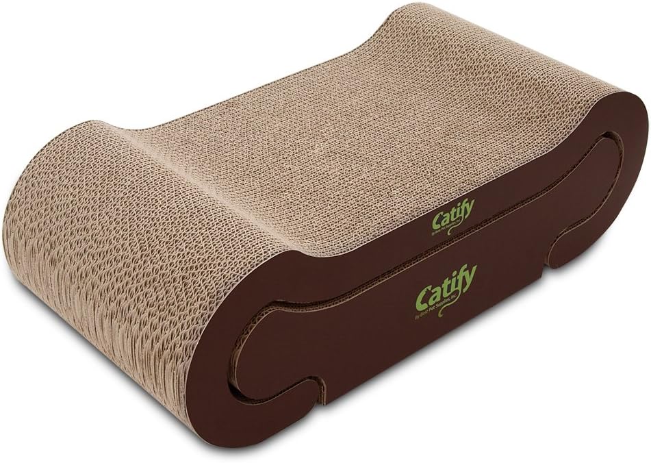 Best Pet Supplies Corrugated Cardboard Cat Scratcher Refill Pads, Lounger, and Fun Interactive Scratching Boards, Claw Safe, Durable, Natural Recycled Materials, Supports Active Play - Lounger I