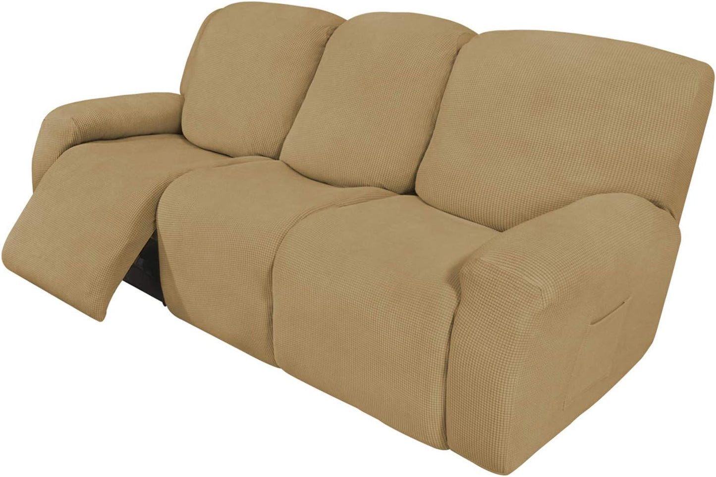 Recliner Stretch Sofa Slipcover Sofa Cover 4-Pieces Furniture Protector Couch Soft with Elastic Bottom Spandex Jacquard Fabric Small Checks(Large,Black)