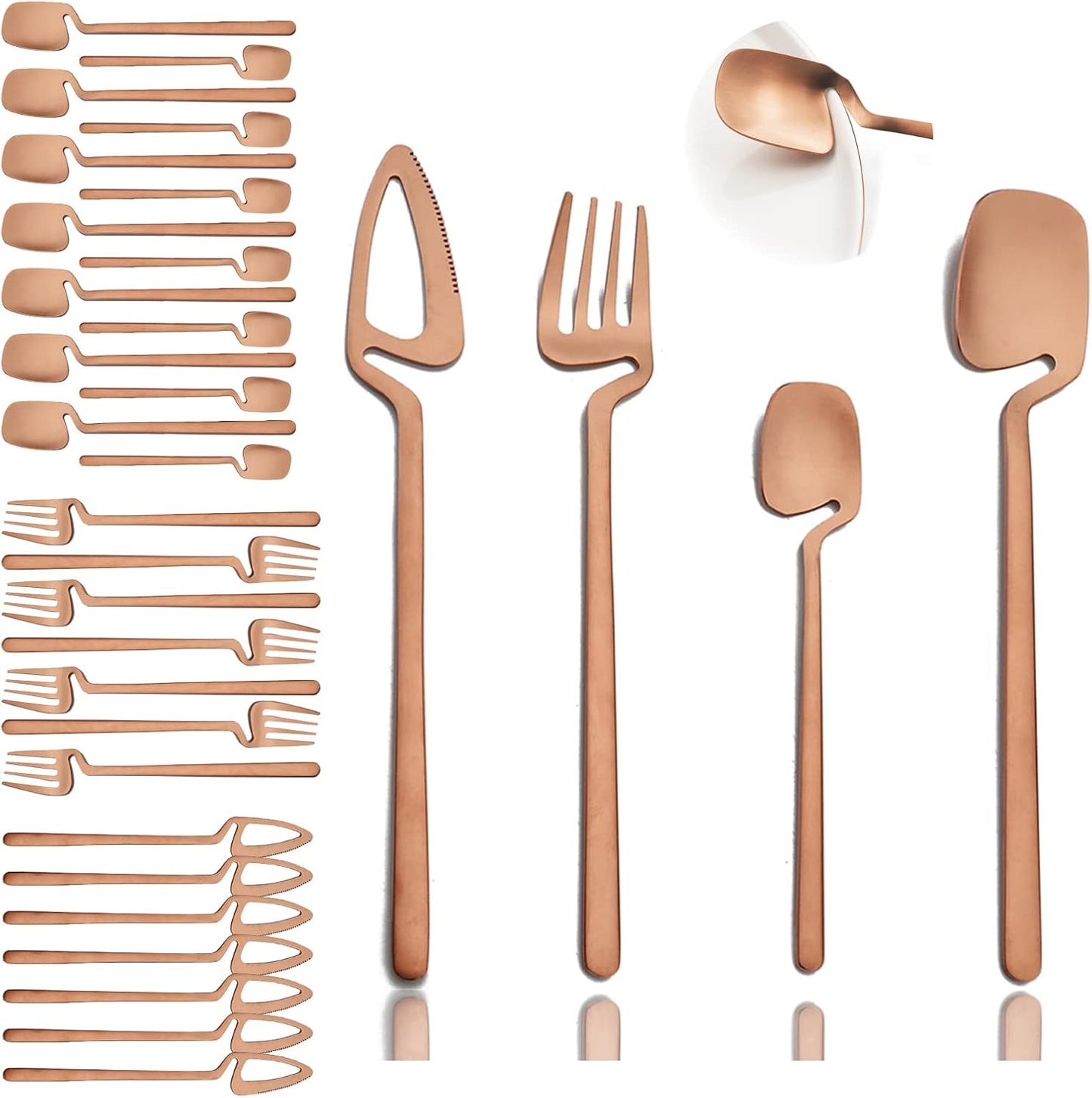 Silverware Set Satin Finish 24-Piece Stainless Steel Flatware Set Kitchen Utensil Set Service for 6 Tableware Cutlery Set Dishwasher Safe (Matte Black)