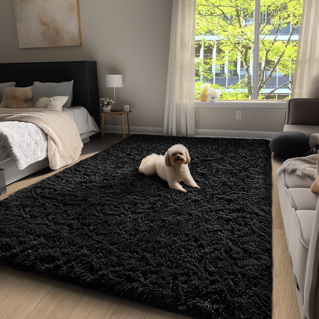 Upgrade 5x8 Rugs for Living Room,Grey Fluffy Carpet Large Fuzzy Plush Shag Comfy Soft, Non-Slip Indoor Floor Carpet,for Kids Boys Girls, Room,Bedroom,Playroom, Home Decor Aesthetic