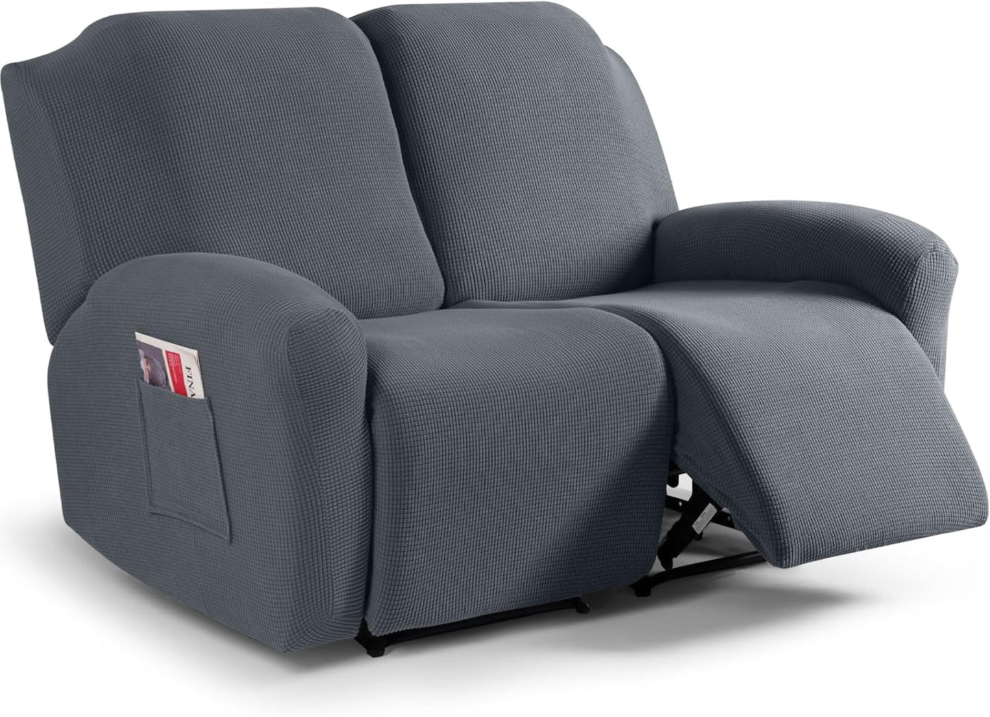 Recliner Sofa Covers 8-Pieces Stretch Large Couch Covers for 3 Seats Reclining Slipcovers Soft Jacquard Pattern Furniture Protector Black