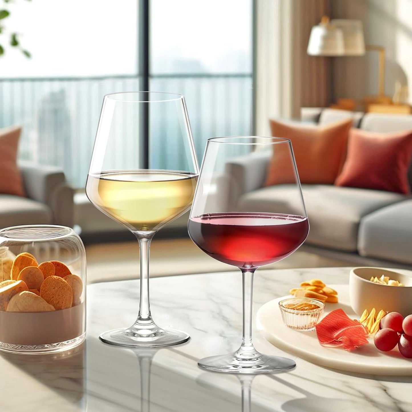 14-Ounce Unbreakable Tritan Wine Glasses (Set of 6), Plastic Wine Glasses, Reusable, BPA-Free, Dishwasher-Safe, Perfect for Poolside, Outdoors, Camping, and More