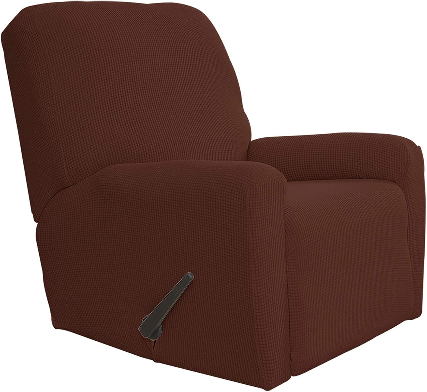 Recliner Stretch Sofa Slipcover Sofa Cover 4-Pieces Furniture Protector Couch Soft with Elastic Bottom Spandex Jacquard Fabric Small Checks(Large,Black)