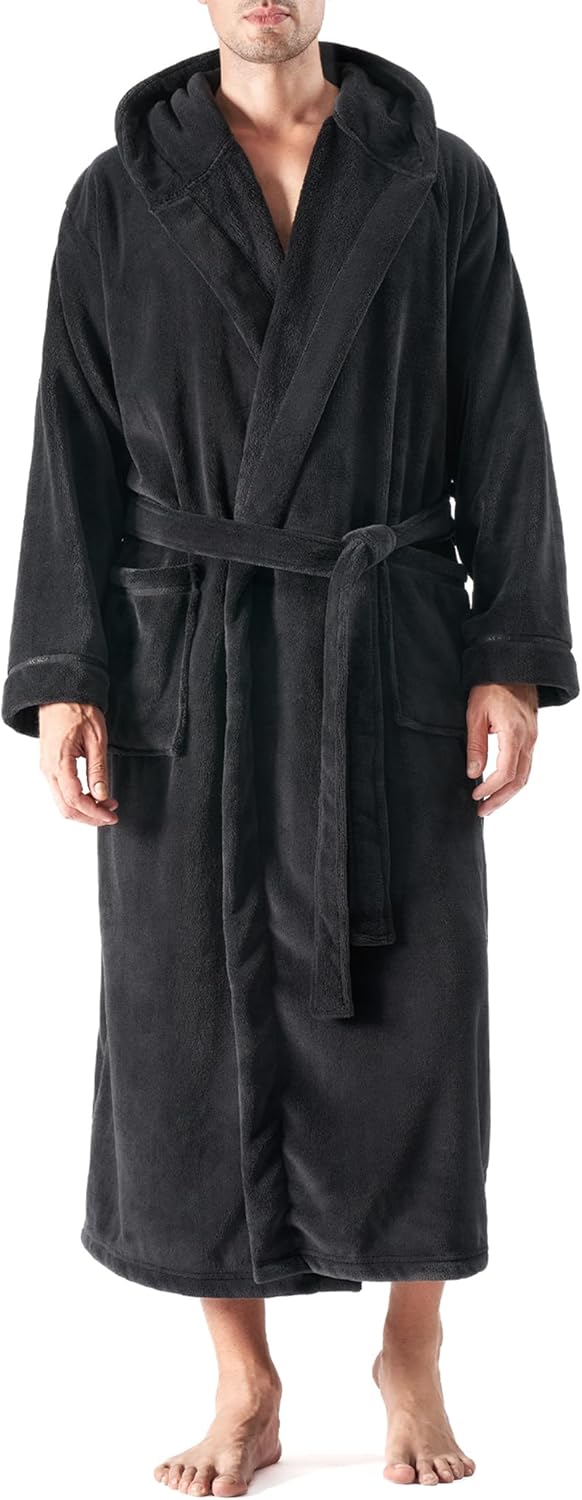 Men's Soft Fleece Plush Robe Full Length Long Bathrobe