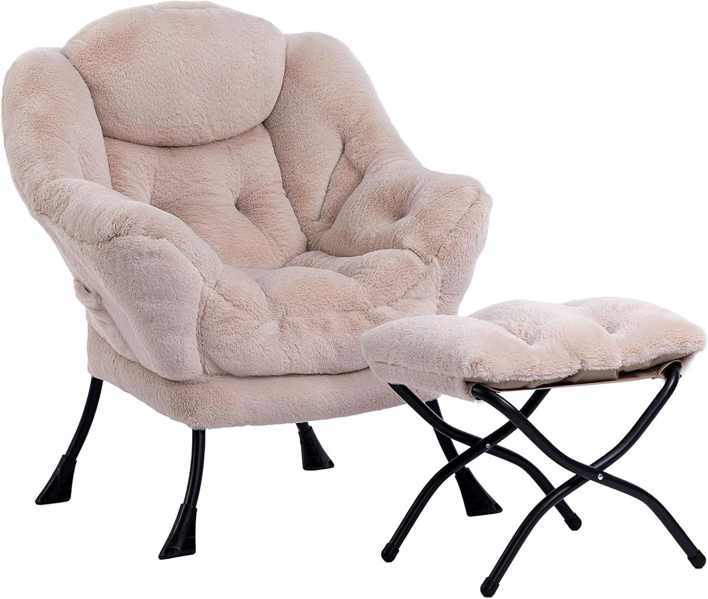 Fabric Large Lazy Chair for Living Room Accent Reading Chair Cozy Lounge Chair with Armrest Leisure Sofa Chair for Bedroom, Dorm, Dark Grey