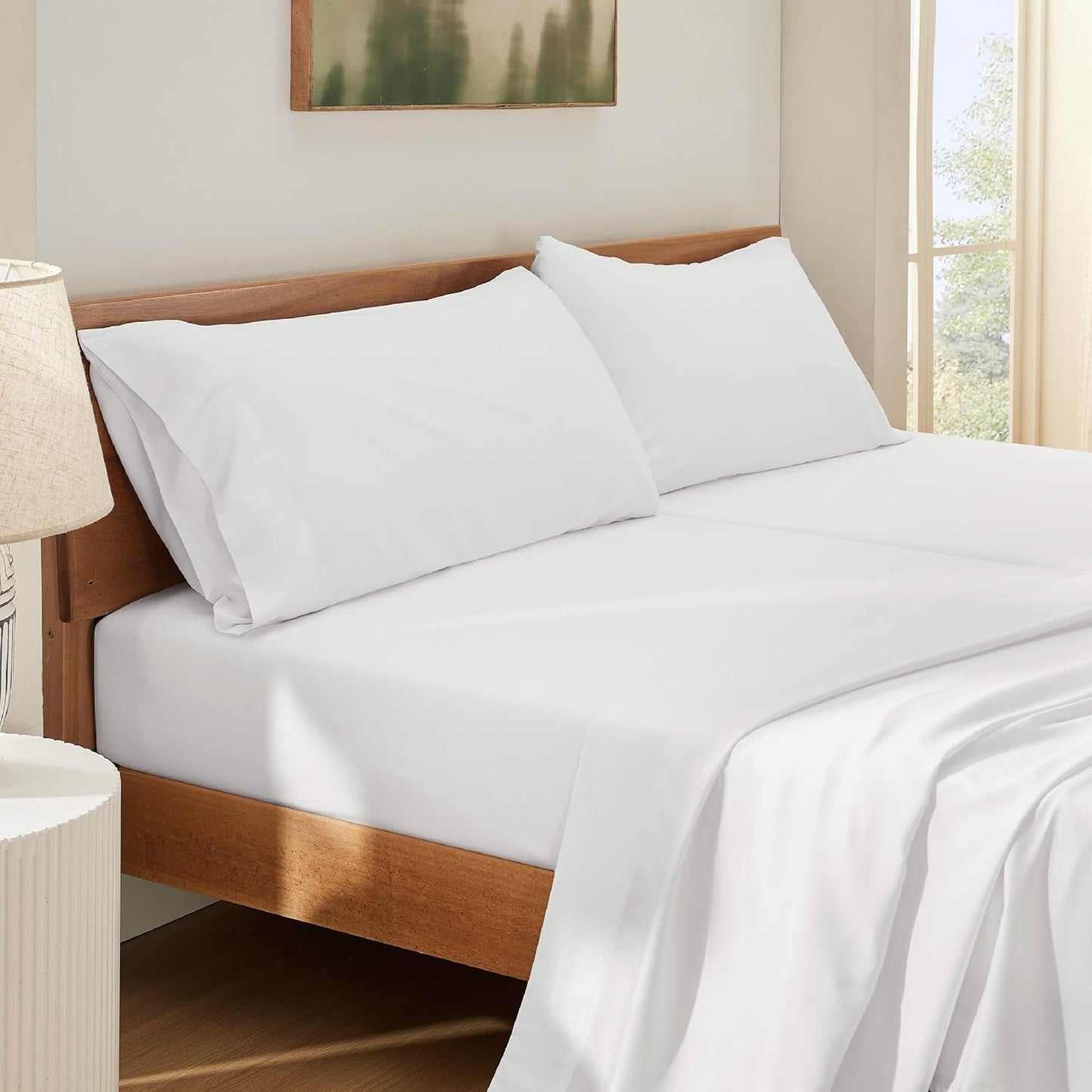 Queen Sheet Set, Cooling Sheets for Queen Size Bed Set, Rayon Derived from Bamboo, Breathable & Soft Deep Pocket Up to 16 Inches, Hotel Luxury Silky Bedding, Bedsheet & Pillowcases, Dark Grey