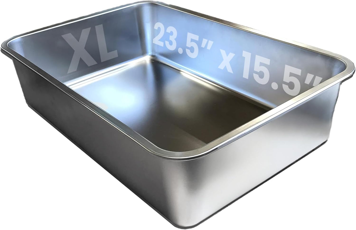 Stainless Steel XL Cat Litter Box - XL Litter Box for Big Cats - Large Cat Litter Box - Never Absorbs Odor, Stains, or Rusts - Easy Cleaning Litterbox Designed by Cat Owners (1 Pan)