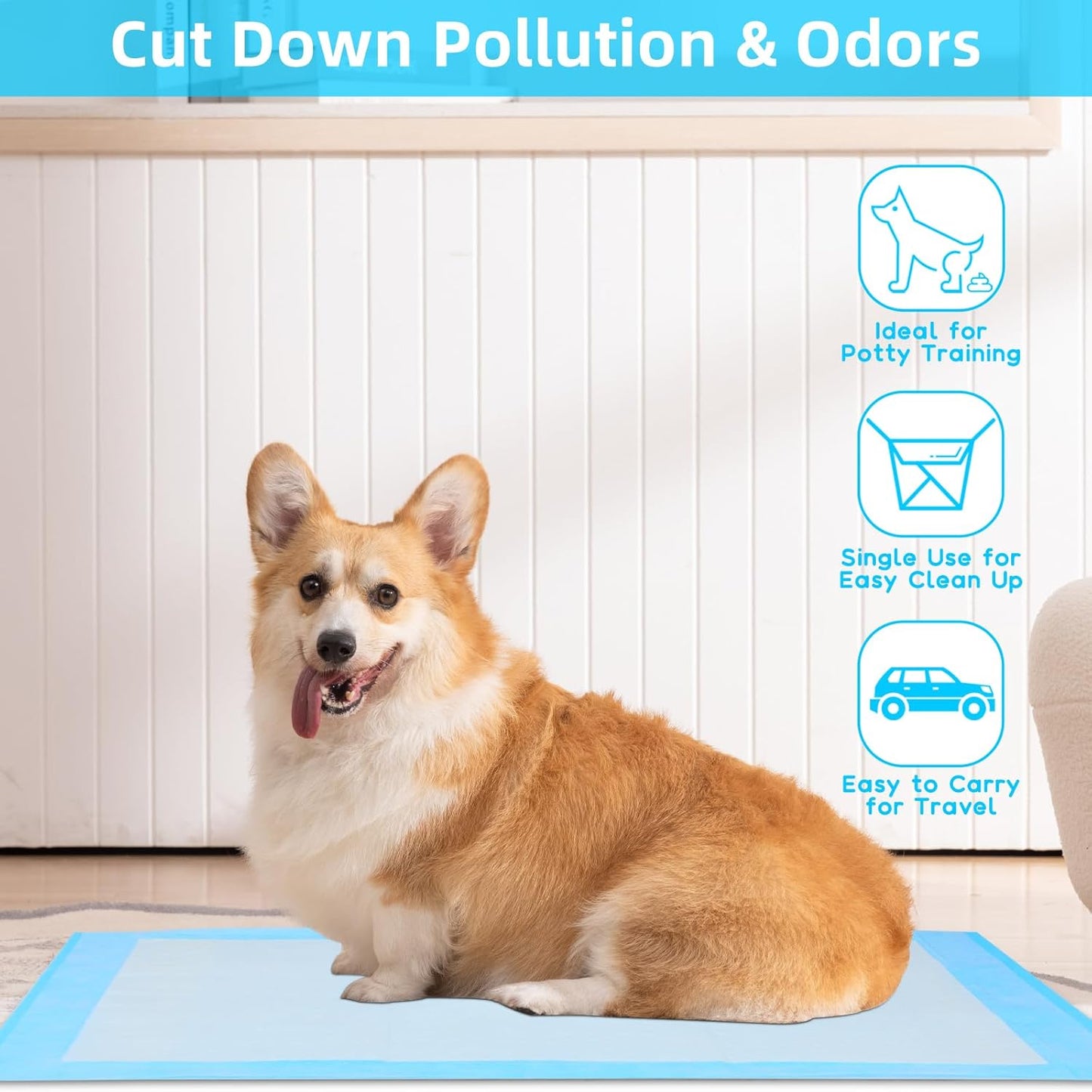Super Absorbent Waterproof Dog and Puppy Pet Training Pad, Housebreaking Pet Pad,Blue (30"X36"(100PCS))