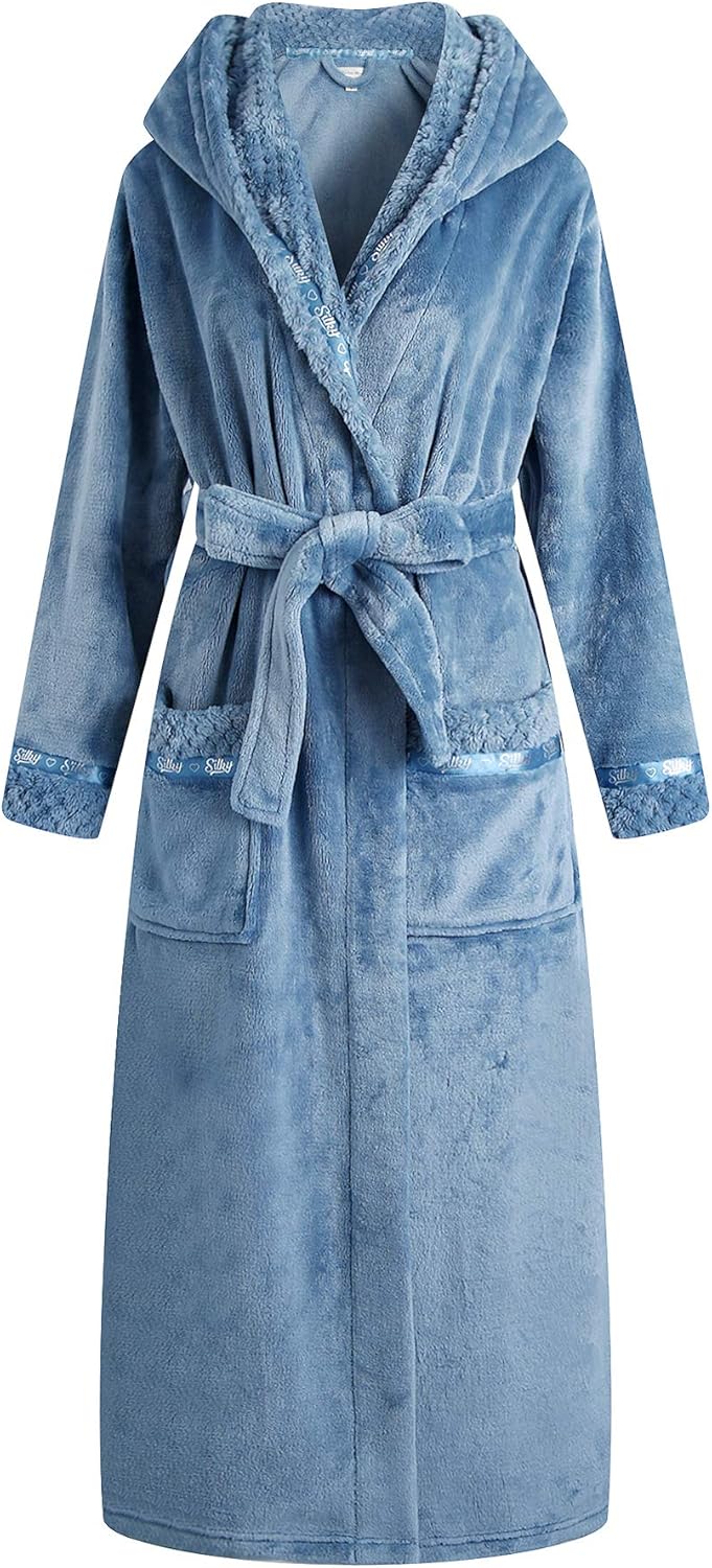 Women's Plush Soft Warm Fleece Bathrobe Robe