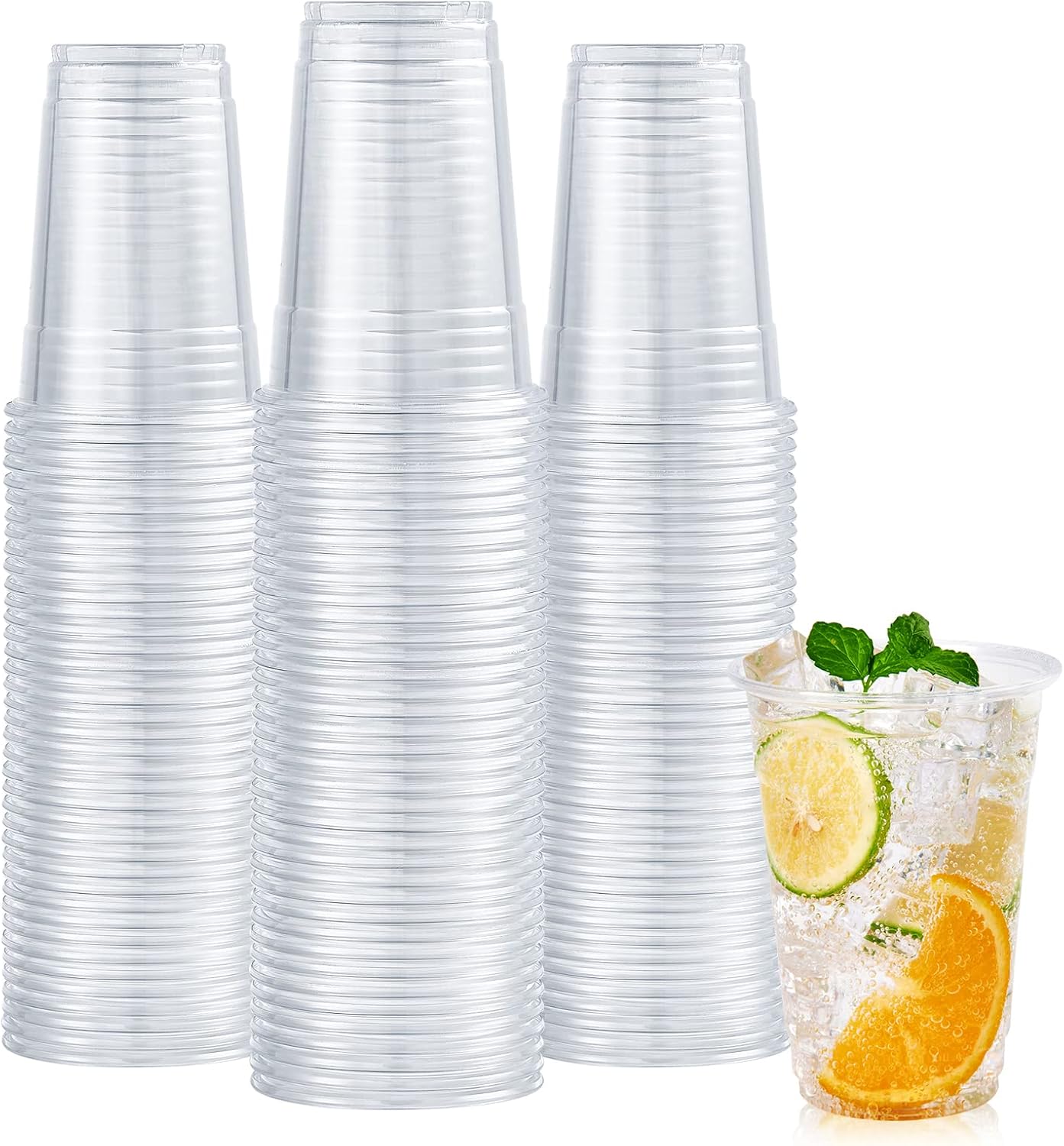 600 Pack 9 oz Clear Plastic Cups, Disposable Reusable Tumblers Crystal Clear PET Cups for Wedding, Thanksgiving, Halloween, Christmas Party