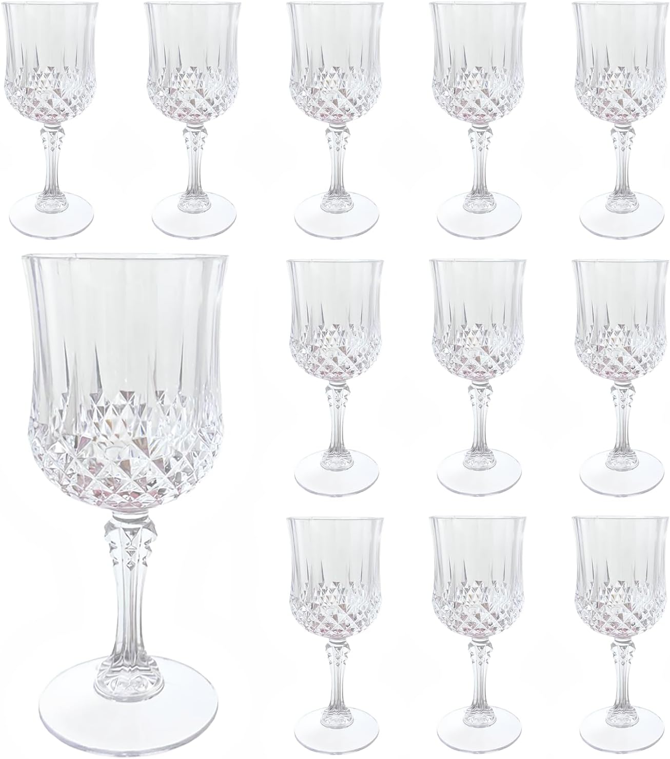 Transparent Plastic Wine Glasses,Transparent Plastic Goblets for Parties,Transparent Drinking Glasses for Wedding Reception, Grand Event Party Supplies (24, transparent)