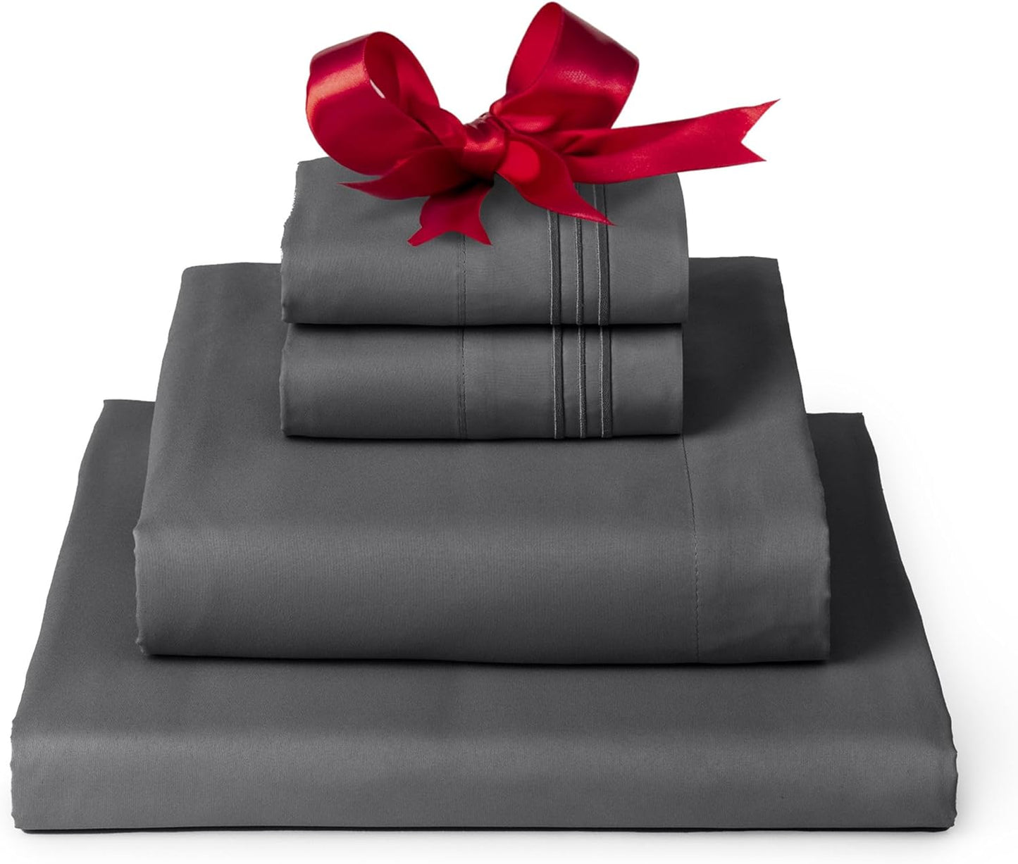 Queen Sheets Set - 4 PC Iconic Collection Bedding - Hotel Luxury, Extra Soft, Cooling Bed Sheets - Wrinkle, Fade, Stain Resistant (Queen, Gray)