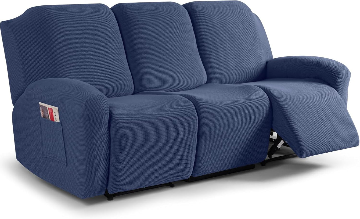 Recliner Sofa Covers 8-Pieces Stretch Large Couch Covers for 3 Seats Reclining Slipcovers Soft Jacquard Pattern Furniture Protector Black