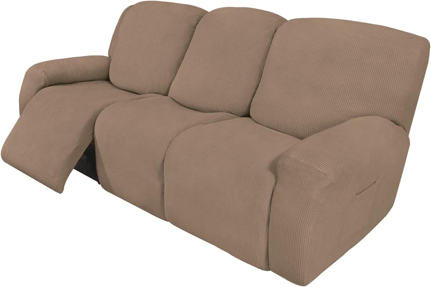 Recliner Stretch Sofa Slipcover Sofa Cover 4-Pieces Furniture Protector Couch Soft with Elastic Bottom Spandex Jacquard Fabric Small Checks(Large,Black)