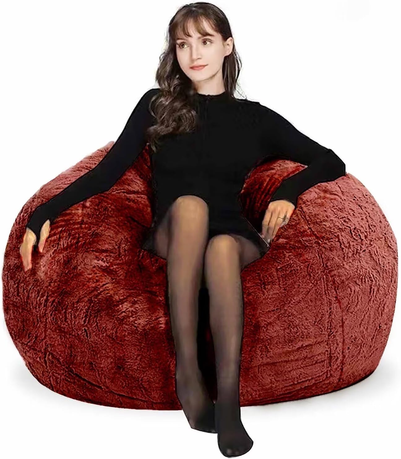 Bean Bag Chair for Adults Kids Without Filling Comfy Fluffy Giant Round Beanbag Lazy Sofa Cover for Reading Chair Floor Chair, 6FT, Grey