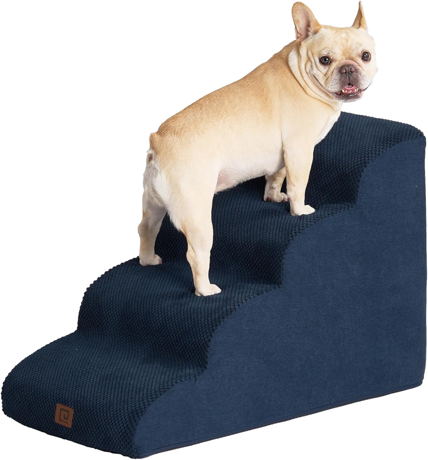 Curved Dog Stairs Ramp for Small Dogs 15.7" H, 3-Step Dog Steps for Couch Sofa and Chair, Pet Stairs for Cats, Non-Slip Balanced Pet Steps Indoor, Grey