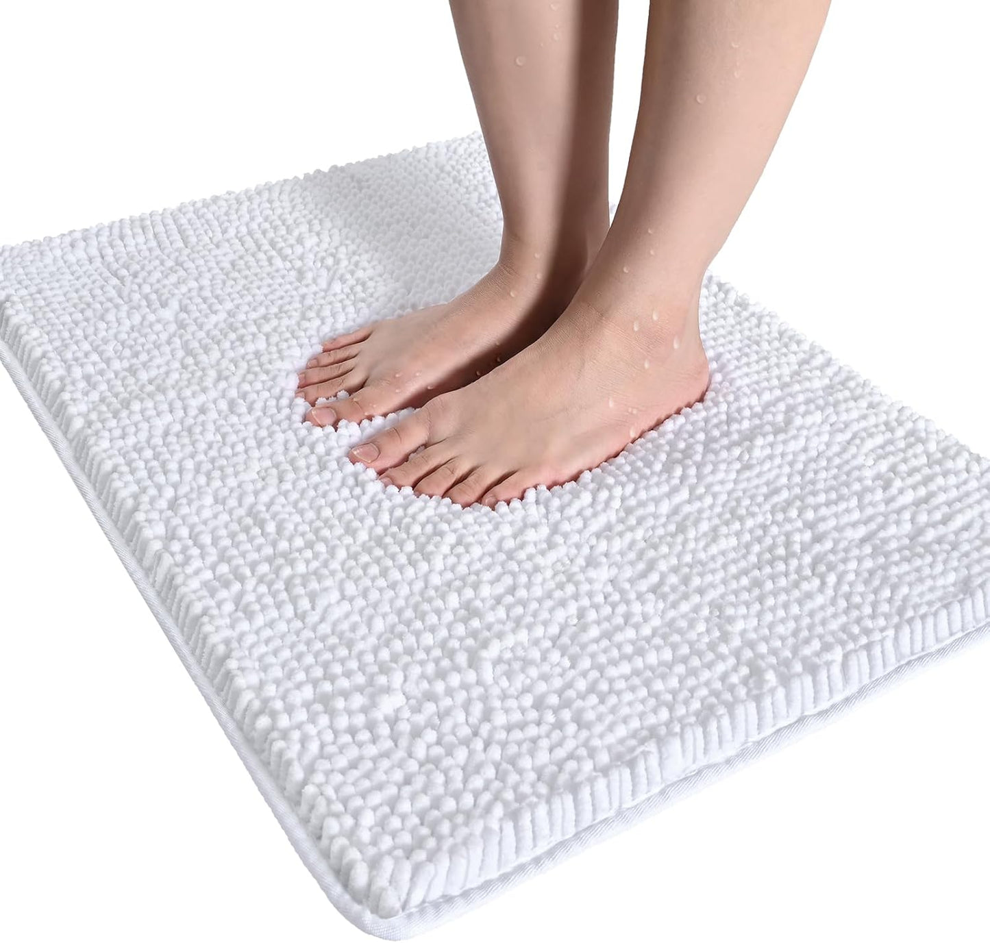 Luxury Bathroom Rug Shaggy Bath Mat 24 x 60 Inch, Washable Non Slip Bath Rugs for Bathroom Shower, Soft Plush Chenille Absorbent Carpets Mats, Black
