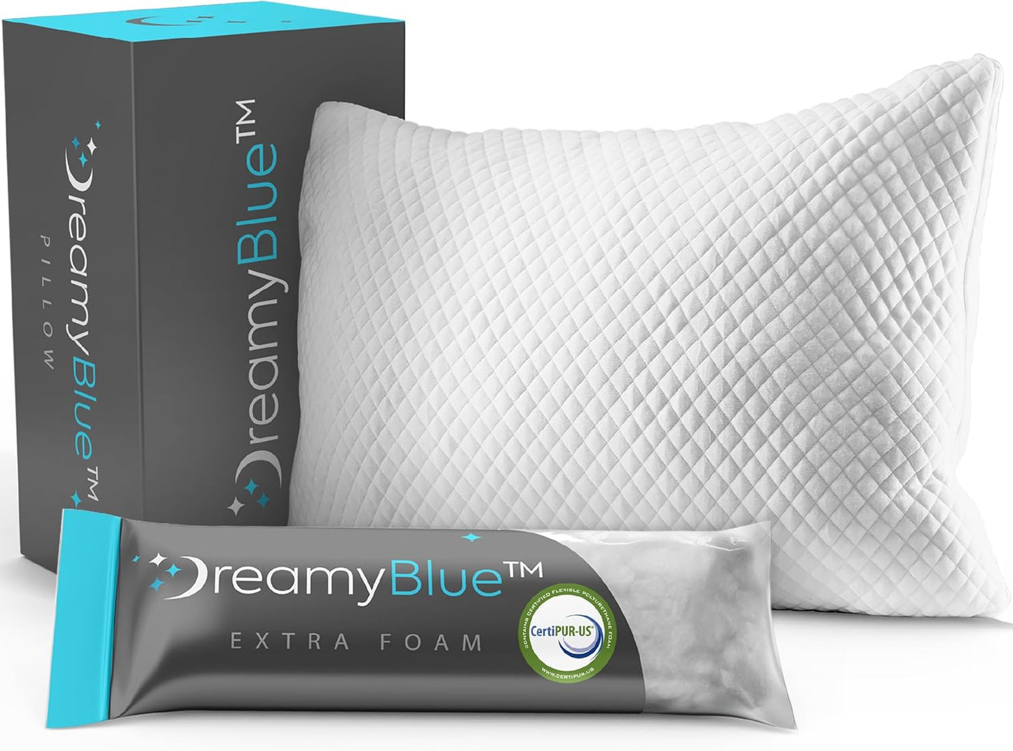 Signature Pillow w/Adjustable Loft β’ Shredded Memory Foam Fill β’ Neutral Alignment for Side, Back, and Stomach Sleepers β’ Washable Bamboo Rayon Cover β’ CertiPUR-US Certified Foam (King)