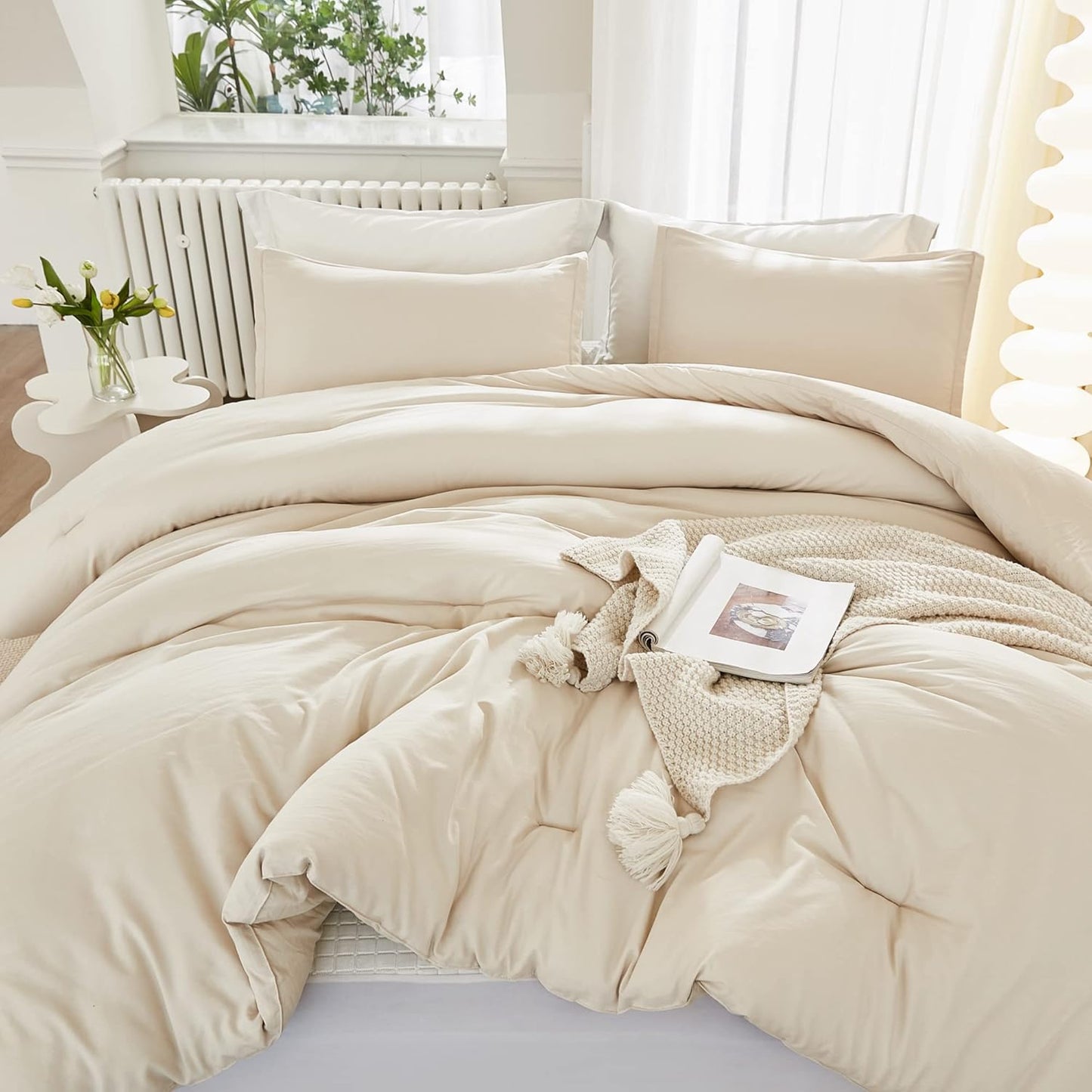 King Size Comforter Set Sage Green, 3 Pieces Lightweight Solid Comforter King Size, All Season Fluffy Down Alternative Comforter Bed Set Quilt Blanket