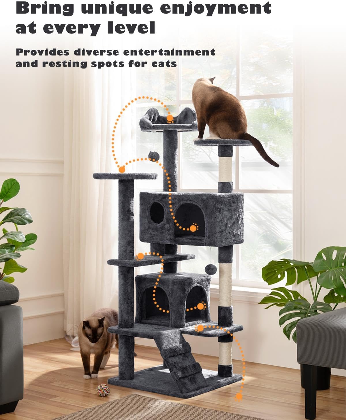 54in Cat Tree Tower Condo Furniture Scratch Post for Kittens Pet House Play