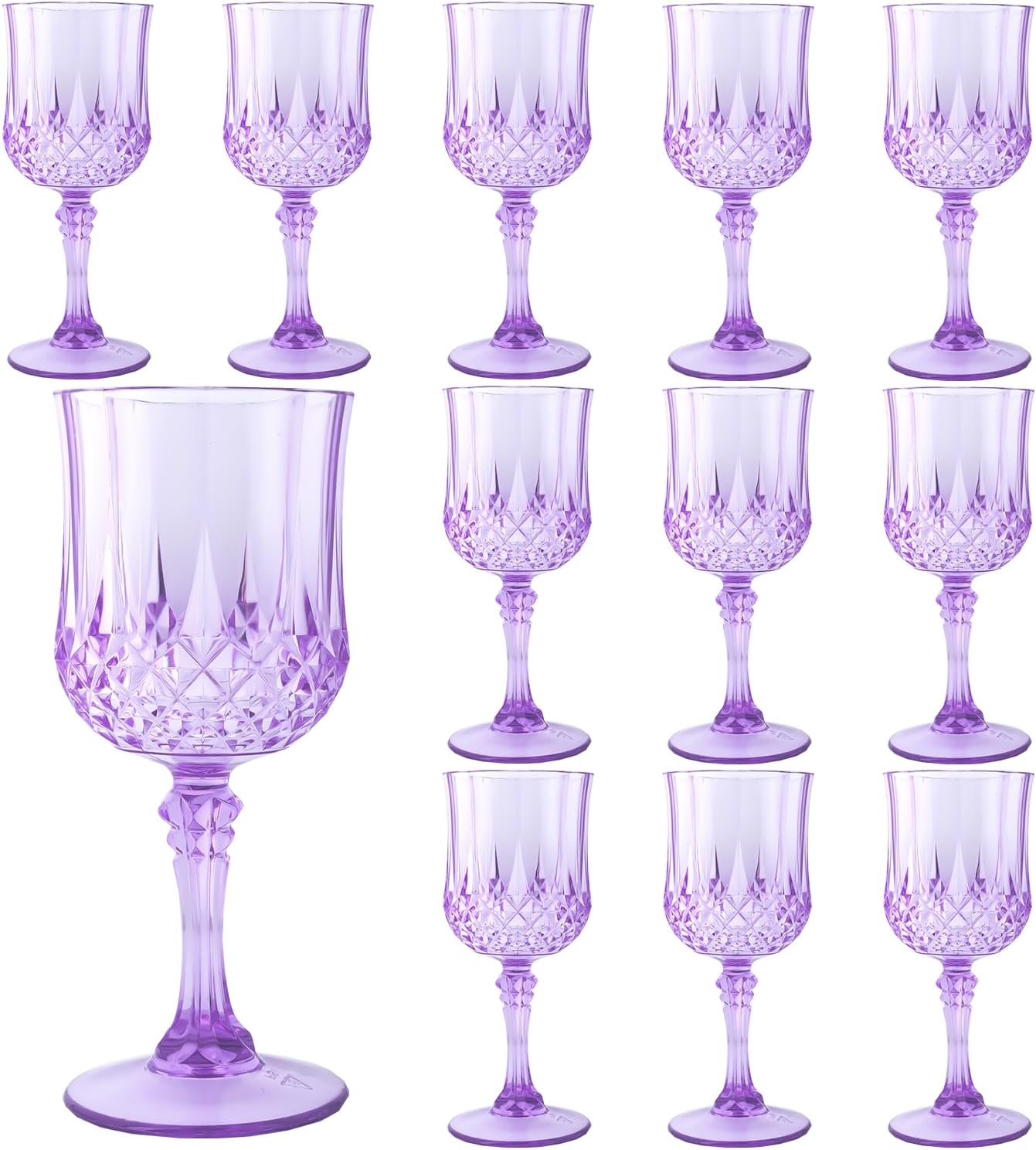 Transparent Plastic Wine Glasses,Transparent Plastic Goblets for Parties,Transparent Drinking Glasses for Wedding Reception, Grand Event Party Supplies (24, transparent)