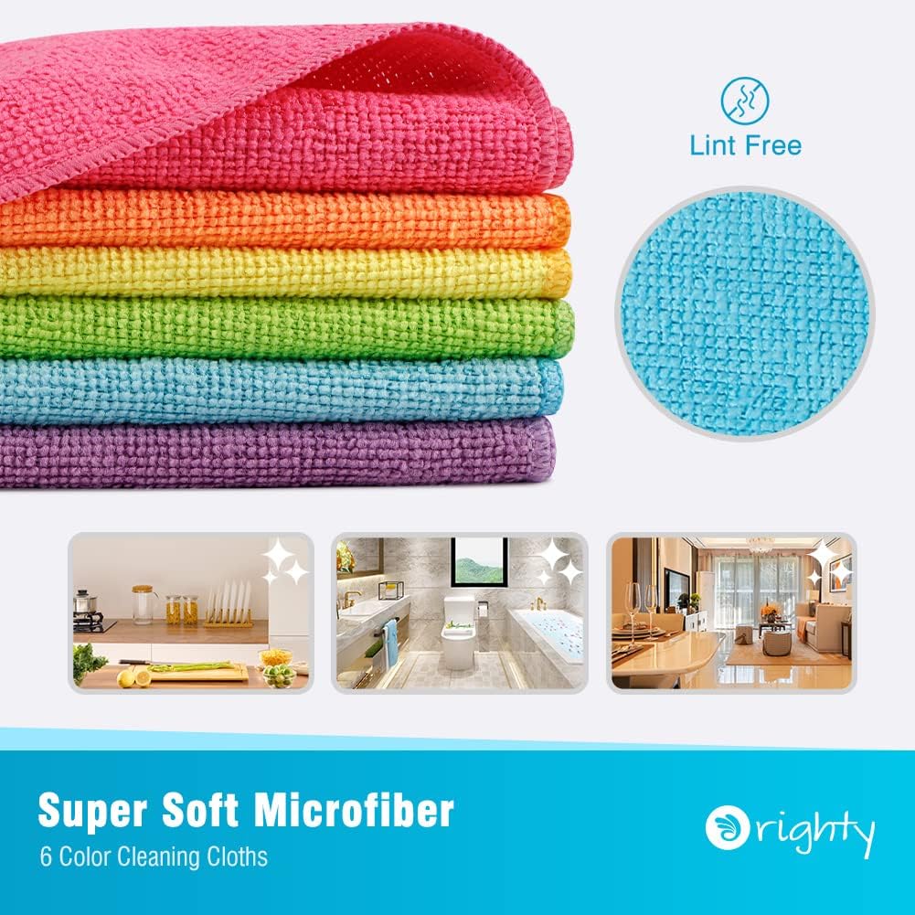 Cleaning Cloths Pack of 120, Highly Absorbent Microfiber Cleaning Supplies, Lint Free Cloths for Multiple-use, Powerful Dust Removal Clean Rags for House, Kitchen, Car Care(12x12 inch)