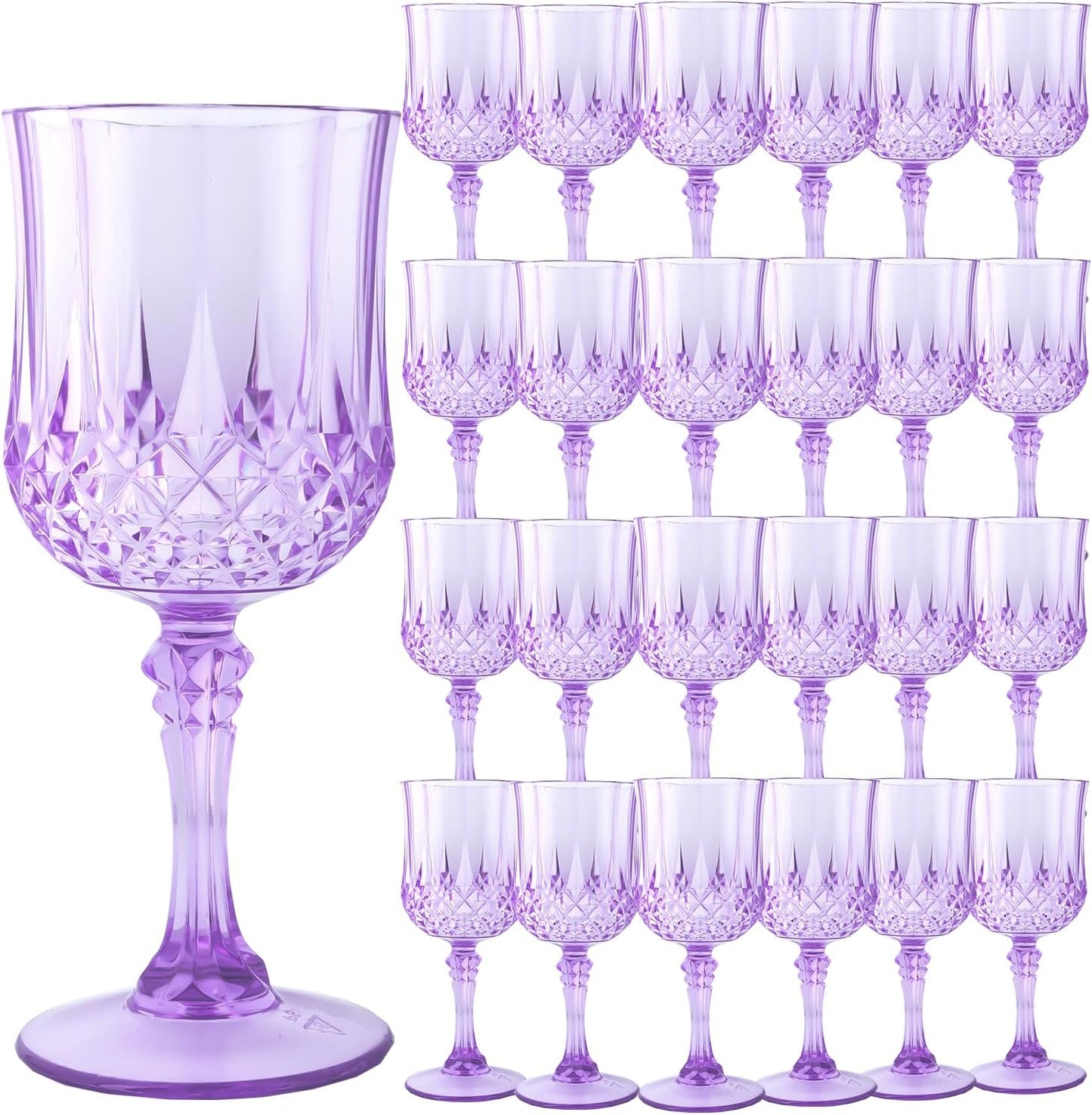 Transparent Plastic Wine Glasses,Transparent Plastic Goblets for Parties,Transparent Drinking Glasses for Wedding Reception, Grand Event Party Supplies (24, transparent)