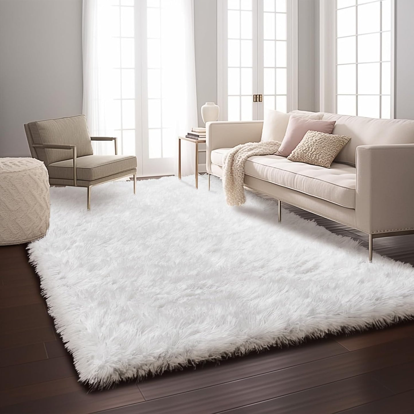 Upgrade 5x8 Rugs for Living Room,Grey Fluffy Carpet Large Fuzzy Plush Shag Comfy Soft, Non-Slip Indoor Floor Carpet,for Kids Boys Girls, Room,Bedroom,Playroom, Home Decor Aesthetic