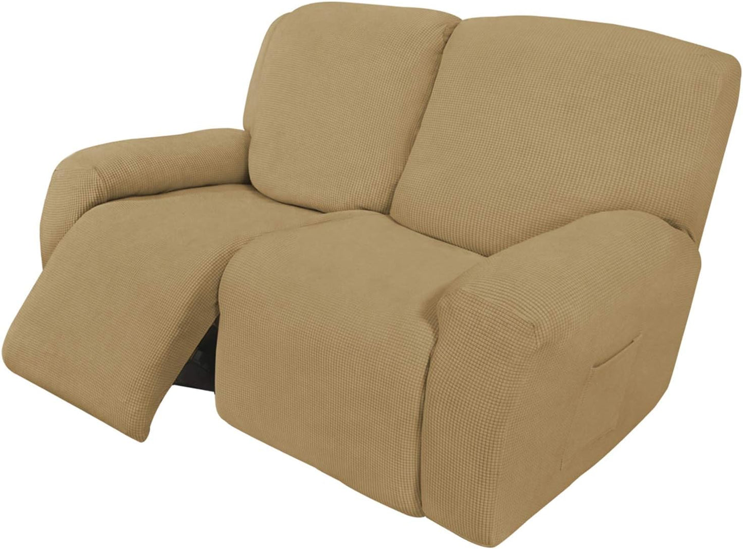 Recliner Stretch Sofa Slipcover Sofa Cover 4-Pieces Furniture Protector Couch Soft with Elastic Bottom Spandex Jacquard Fabric Small Checks(Large,Black)
