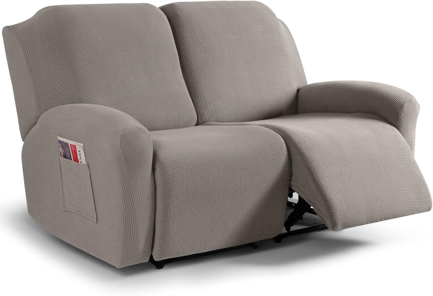Recliner Sofa Covers 8-Pieces Stretch Large Couch Covers for 3 Seats Reclining Slipcovers Soft Jacquard Pattern Furniture Protector Black