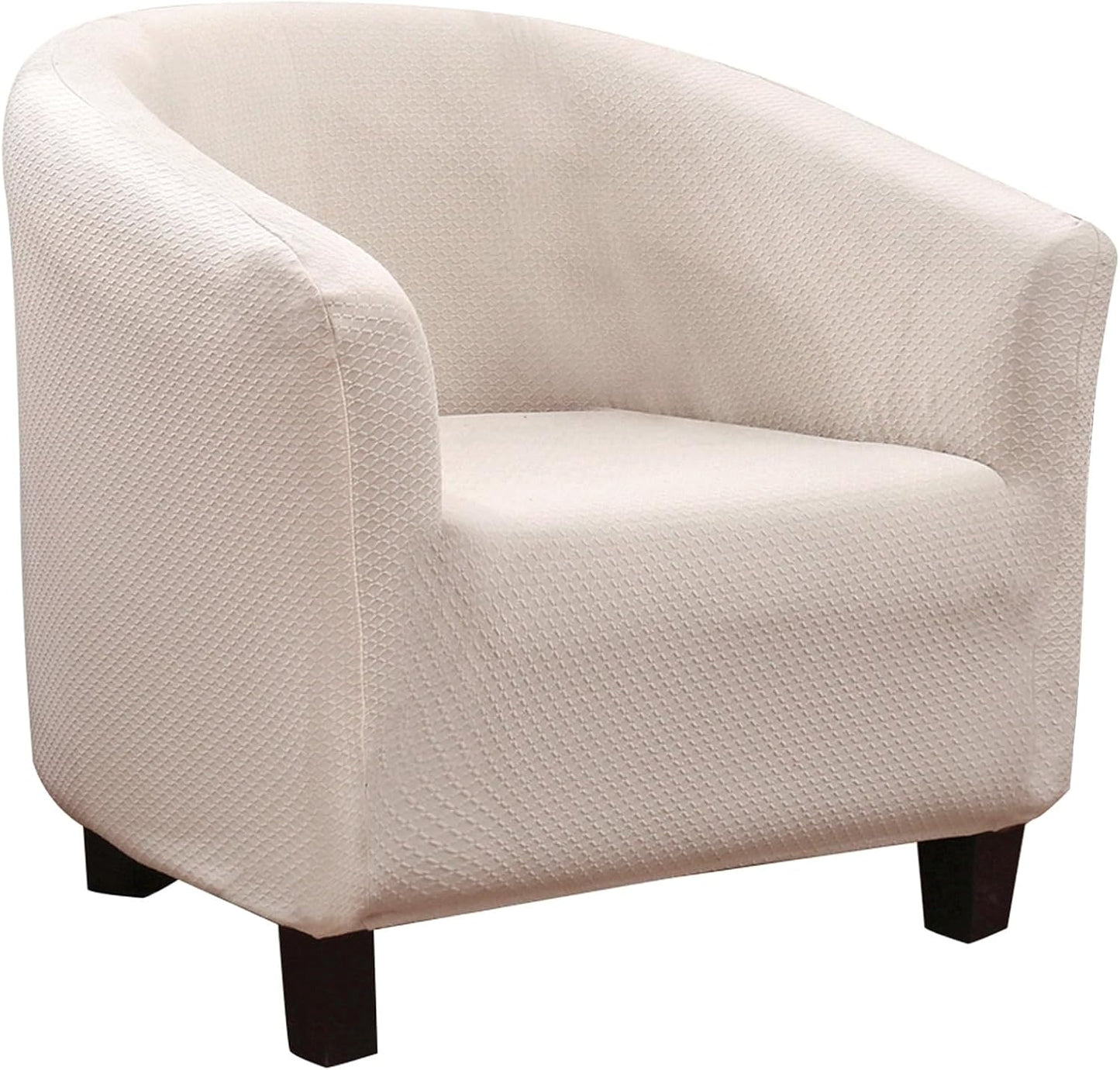 Club Chair Slipcover Stretch Barrel Chair Covers Jacquard Tub Chair Slipcover Spandex Armchair Sofa Cover Removable Couch Furniture Protector Arm Chair Cover for Living Room(Creamy-White)