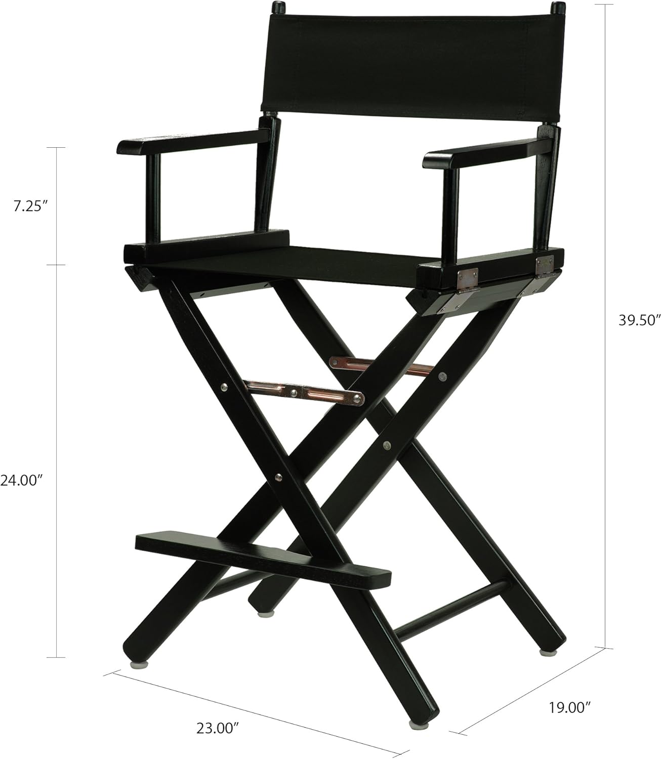 Casual Home 24" Director's Chair Black Frame-with Black Canvas, Counter Height