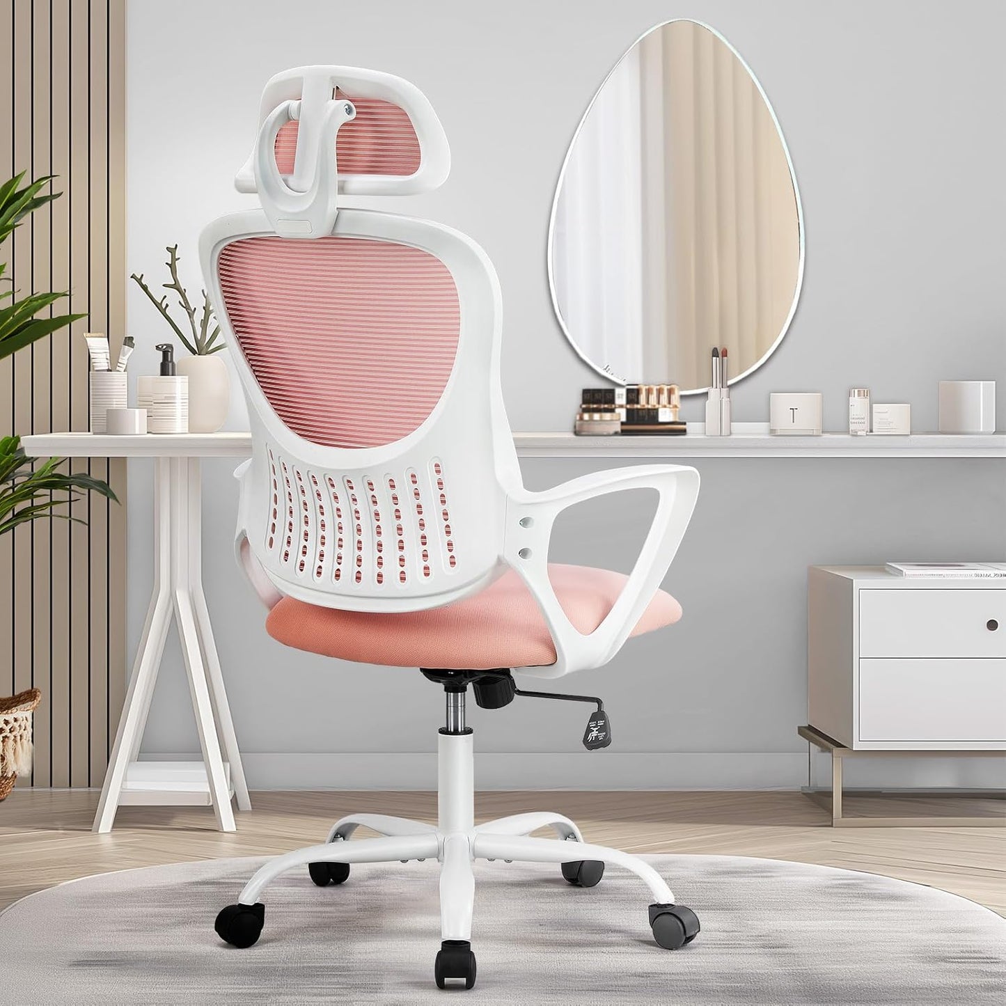 Home Office Desk Chair, Ergonomic Computer Managerial Executive Chairs High-Back Work Swivel Task Chairs with Wheels, Lumbar Support, Comfy Flip-up Armrest for Gaming, Study, Student, Black