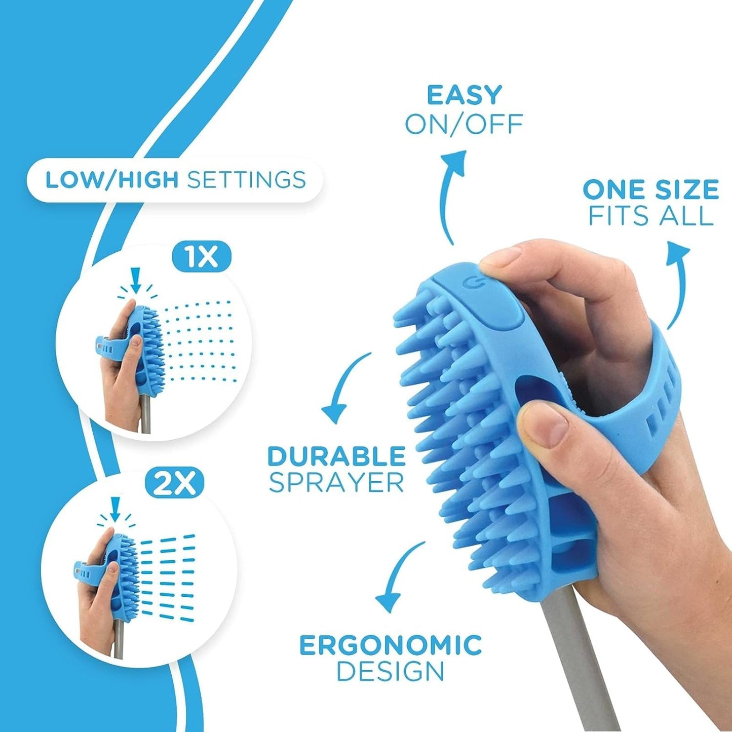 Dog Bath Brush Pro - Sprayer and Scrubber in One - Indoor & Outdoor Dog Bathing Supplies and Dog Accessories